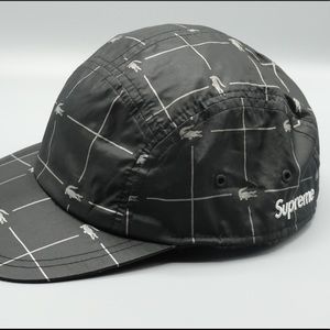 SUPREME LACOSTE REFLECTIVE GRID NYLON CAMP CAP